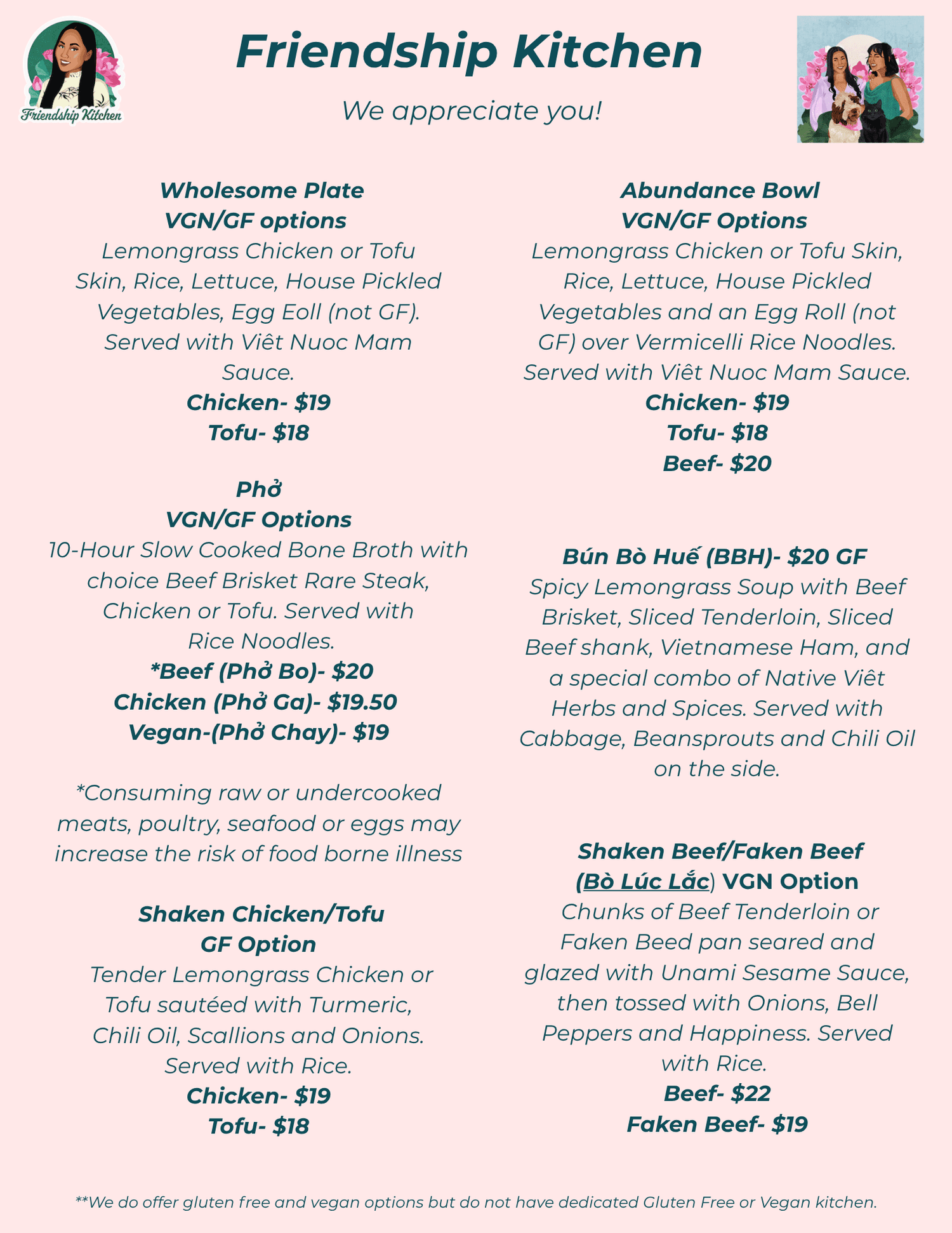 NE Glisan printed menu, page 1