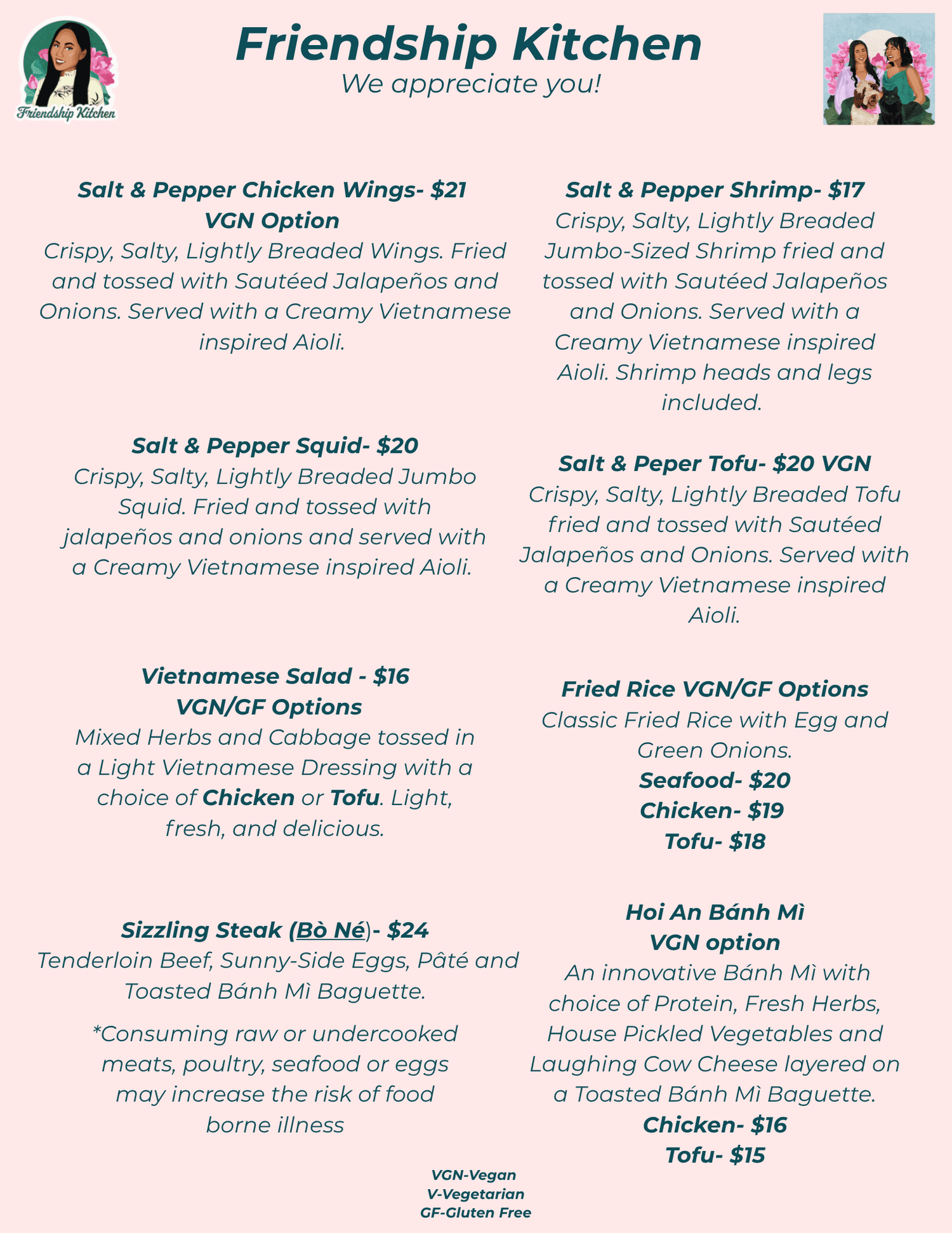 NE Glisan printed menu, page 2